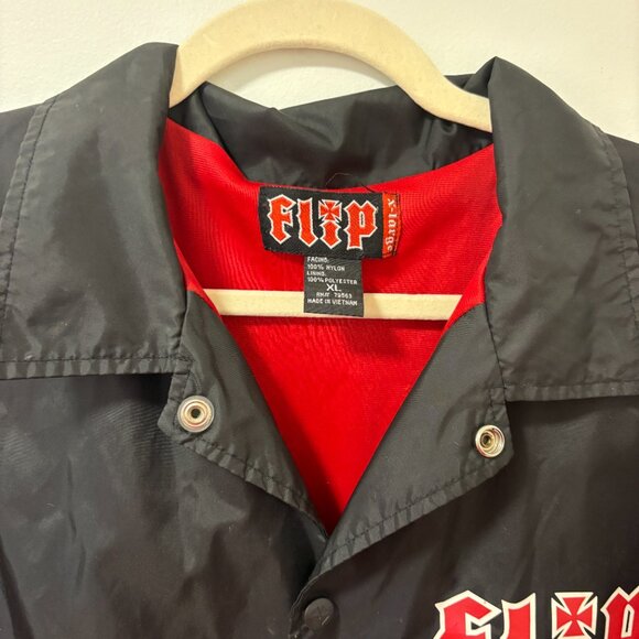 Vintage Flip Skateboards Jacket Black Red Light Jacket 90s Skater Size XL - Picture 6 of 13